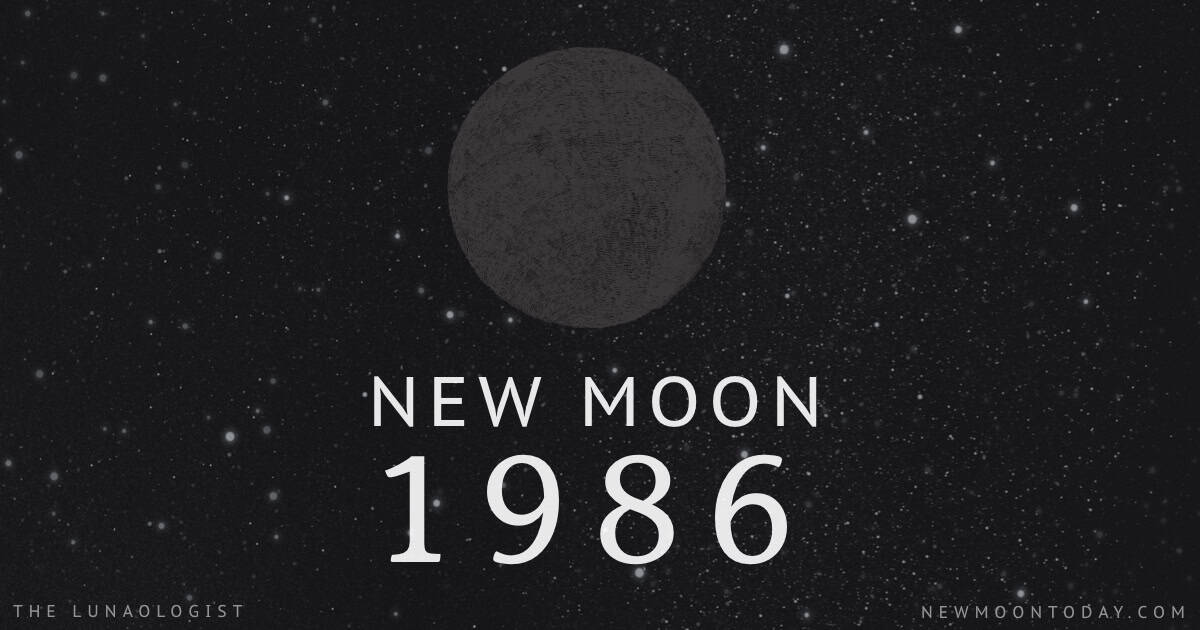 Illustration of the dark moon for the dates of the new moons in 1986